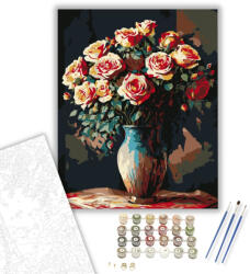 Számfestő Rózsás elegancia - számfestő készlet - 40×50 cm (Keretre feszítve) (crea_virag_1223-40X50-KF)
