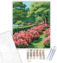 Számfestő Virágzó Azáleasor - számfestő készlet - 40×50 cm (Keretre feszítve) (crea5688-40X50-KF)