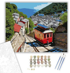 Számfestő Piros Sikló Történelmi Városban - számfestő készlet - 40×50 cm (Keretre feszítve) (crea7172-40X50-KF)