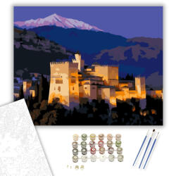  Alhambra Granada Délutáni Fényekben - számfestő készlet - 40×50 cm (Keretre feszítve)