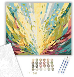  Színpompás Levélörvény - számfestő készlet - 40×50 cm (Keretre feszítve)