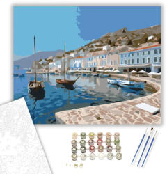 Számfestő Hydra Kikötői Kilátás - számfestő készlet - 40×50 cm (Keretre feszítve) (crea6848-40X50-KF)