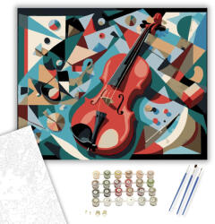 Számfestő Kubista Hegedű Kompozíció - számfestő készlet - 40×50 cm (Keretre feszítve) (crea7273-40X50-KF)