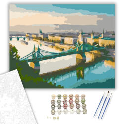  Szabadság híd a Gellért-hegyről - számfestő készlet - 40×50 cm (Keretre feszítve)