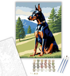  Doberman Pinscher a Dombtetőn - számfestő készlet - 80×100 cm (Keret nélkül)