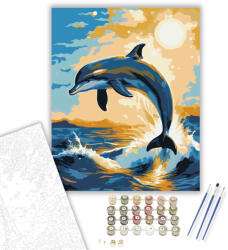Számfestő Napfényben Ugró Delfin - számfestő készlet - 40×50 cm (Keretre feszítve) (crea6163-40X50-KF)