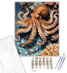  Álcázó Polip a Sziklás Tengerfenéken - számfestő készlet - 40×50 cm (Keretre feszítve)