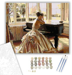 Számfestő Zongorázó Nő - számfestő készlet - 40×50 cm (Keretre feszítve) (6562-40X50-KF)