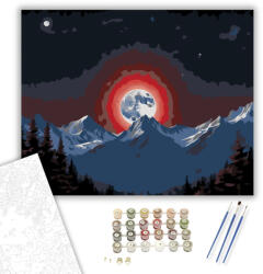  Teljes Holdfogyatkozás Hegyi Tájjal - számfestő készlet - 40×50 cm (Keretre feszítve)