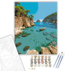  Ibizai Öböl Tiszta Vízzel - számfestő készlet - 40×50 cm (Keretre feszítve)