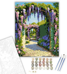  Virágos Kertkapu Álom - számfestő készlet - 40×50 cm (Keretre feszítve)