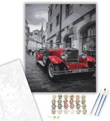  Piros old timer - számfestő készlet - 40×50 cm (Keretre feszítve)