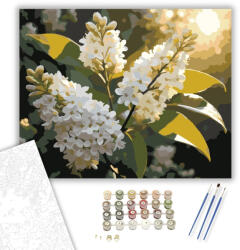 Számfestő Fehér Orgona Ág Naplementében - számfestő készlet - 40×50 cm (Keretre feszítve) (crea5735-40X50-KF)