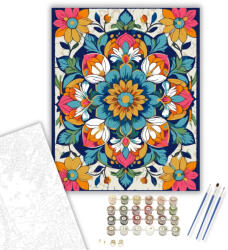  Tavaszi Virág Mandala - számfestő készlet - 40×50 cm (Keretre feszítve)