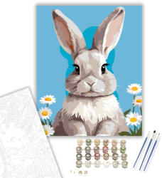  Szürke Nyuszi - számfestő készlet - 40×50 cm (Keretre feszítve)