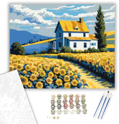  Napraforgók Tánca - számfestő készlet - 40×50 cm (Keretre feszítve)