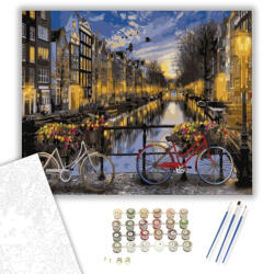 Számfestő Kerékpárok a folyónál - számfestő készlet - 40×50 cm (Keretre feszítve) (crea1140-40X50-KF)