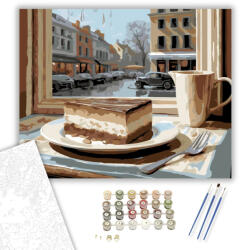  Tiramisu Kávéházi Ablaknál - számfestő készlet - 40×50 cm (Keretre feszítve)