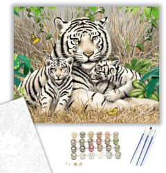  Szibériai tigris család - számfestő készlet - 40×50 cm (Keretre feszítve)