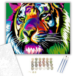  Színes Oroszlán 2 - számfestő készlet - 40×50 cm (Keretre feszítve)
