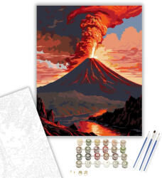 Számfestő Napkelte egy Kitörő Vulkán Fölött - számfestő készlet - 40×50 cm (Keretre feszítve) (crea5910-40X50-KF)