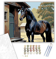  Fríz Ló az Istállónál - számfestő készlet - 40×50 cm (Keretre feszítve)