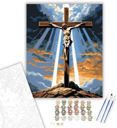  Kálvária Keresztjelenet - számfestő készlet - 40×50 cm (Keretre feszítve)