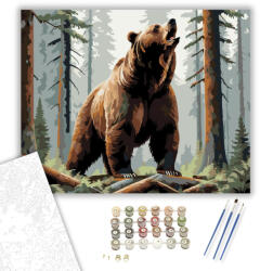  Barnamedve az Erdő Mélyén - számfestő készlet - 40×50 cm (Keretre feszítve)