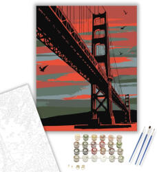 Számfestő Piros híd - számfestő készlet - 40×50 cm (Keretre feszítve) (crea510-40X50-KF)