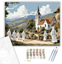 Számfestő Húsvéti Falu Templom - számfestő készlet - 40×50 cm (Keretre feszítve) (crea6395-40X50-KF)