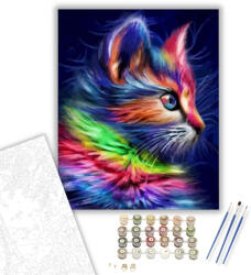  Színes kiscica - számfestő készlet - 40×50 cm (Keretre feszítve)