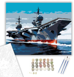  Repülőgép-hordozó a Nyílt Tengeren - számfestő készlet - 40×50 cm (Keretre feszítve)