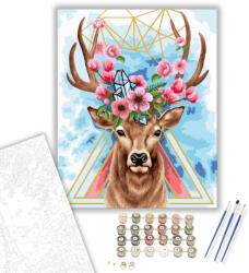 Számfestő Díszes szarvas - számfestő készlet - 40×50 cm (Keretre feszítve) (crea1386-40X50-KF)