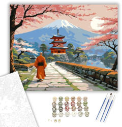  Napkelte az Ősi Japán Templomnál - számfestő készlet - 40×50 cm (Keretre feszítve)