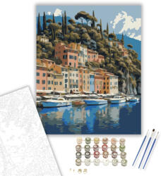  Portofino Kikötője - számfestő készlet - 40×50 cm (Keretre feszítve)