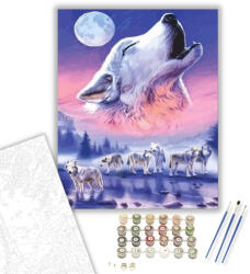 Számfestő Holdra vonyítás - számfestő készlet - 40×50 cm (Keretre feszítve) (crea484-40X50-KF)
