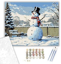  Hóember Mosolya az Álmok Udvarán - számfestő készlet - 40×50 cm (Keretre feszítve)