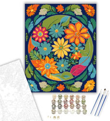 Számfestő Színes Virágos Mandala - számfestő készlet - 40×50 cm (Keretre feszítve) (crea6507-40X50-KF)