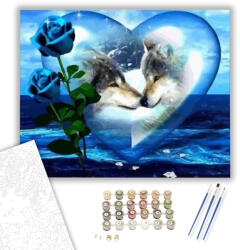 Számfestő Farkas szerelem - számfestő készlet - 40×50 cm (Keretre feszítve) (crea061-40X50-KF)