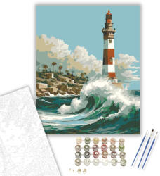  Alexandriai Világítótorony a Tengerparton - számfestő készlet - 40×50 cm (Keretre feszítve)