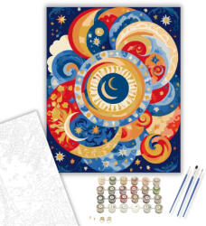 Számfestő Van Gogh Stílusú Hold és Felhő Mandala - számfestő készlet - 40×50 cm (Keretre feszítve) (crea6538-40X50-KF)