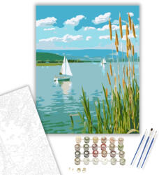  Balatoni Nyári Vitorlázás - számfestő készlet - 40×50 cm (Keretre feszítve)