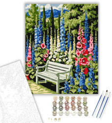  Virágos Kert Nyugalma - számfestő készlet - 40×50 cm (Keretre feszítve)