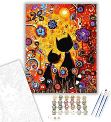  Aranyos Macskák Árnyéka - számfestő készlet - 40×50 cm (Keretre feszítve)
