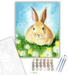  Nyuszi a Fűben - húsvéti számfestő készlet - 40×50 cm (Keretre feszítve)