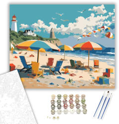  Színes Tengerparti Napsütés - számfestő készlet - 40×50 cm (Keretre feszítve)