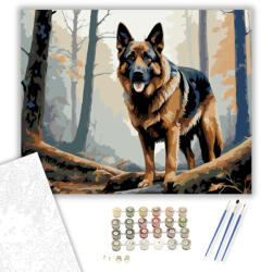  Németjuhász az Erdőben - számfestő készlet - 40×50 cm (Keretre feszítve)