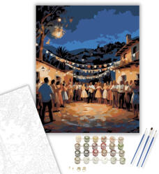  Spanyol Falu Esti Fiesta - számfestő készlet - 40×50 cm (Keretre feszítve)