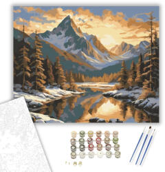  Aranyló Hegyek Harmóniája - számfestő készlet - 40×50 cm (Keretre feszítve)
