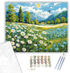  Alpesi Virágmezők Harmóniája - számfestő készlet - 40×50 cm (Keretre feszítve)